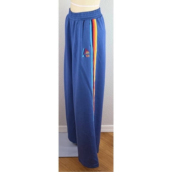 Aldi Wide Leg Pull On Blue Stripped Sweatpants, size Medium - Picture 3 of 12
